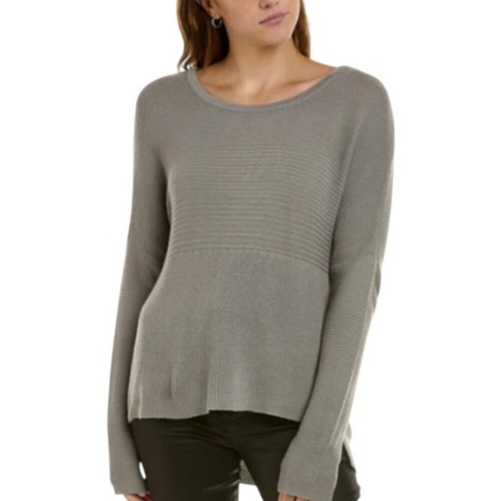 Helmut Lang grey high low hem knit long sleeve pullover sweater size P